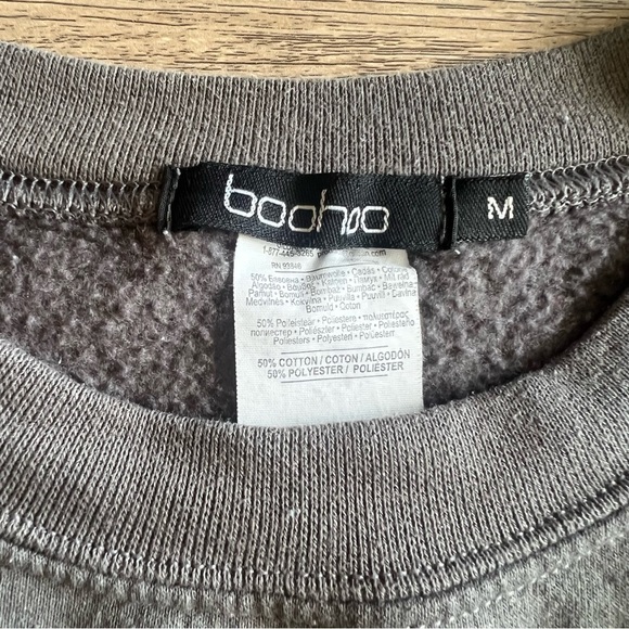 Boohoo Crewneck Sweatshirt Grey Womens Medium - Picture 2 of 3